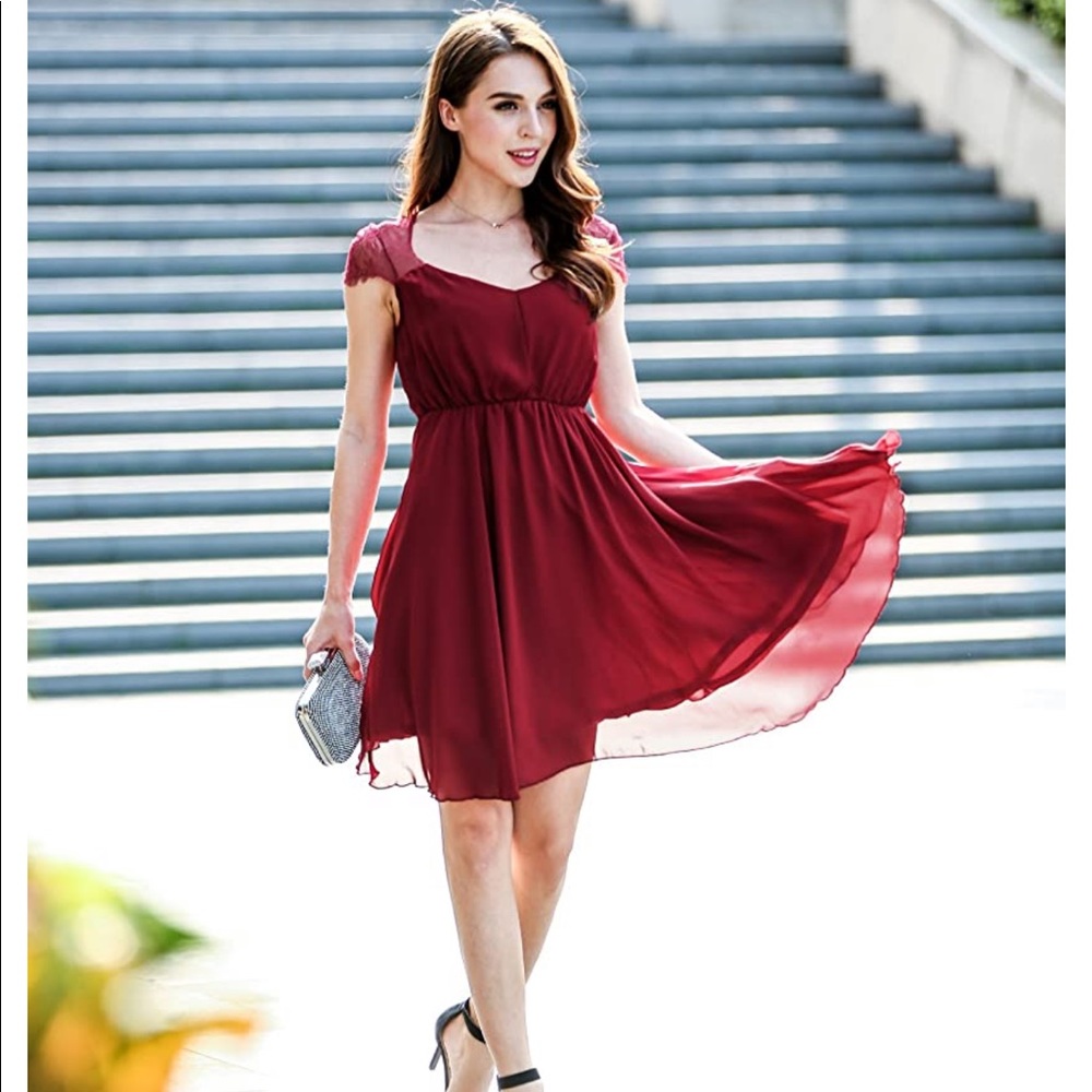 Red Chiffon Cocktail Dress Small (SOLD)